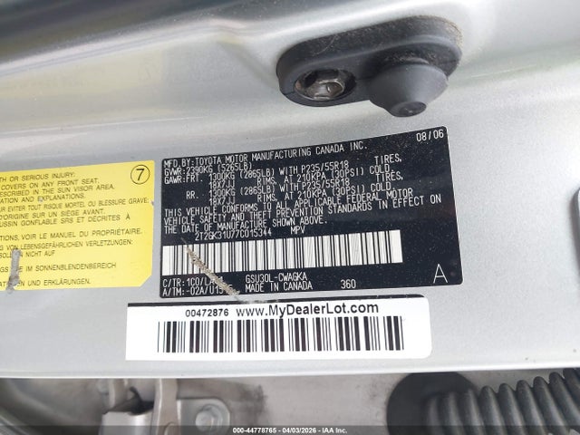 Продажа на аукционе авто 2007 Lexus Rx 350, vin: 2T2GK31U77C015344, номер лота: 44778765