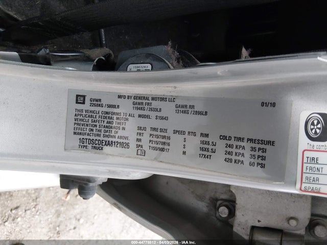 Aukcja sprzedaży 2010 Gmc Canyon Sle1, vin: 1GTDSCDEXA8121026, numer aukcji: 44778812