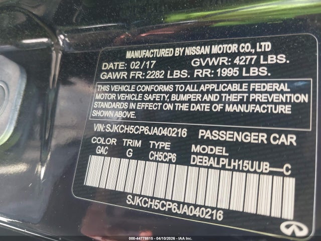 Auction sale of the 2018 Infiniti Qx30 Luxury/premium/sport, vin: SJKCH5CP6JA040216, lot number: 44778815