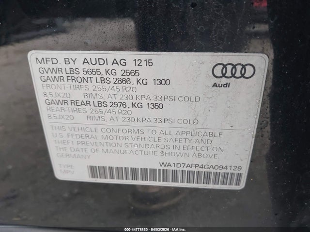 WA1D7AFP4GA094129 Audi Q5 3.0t Premium Plus
