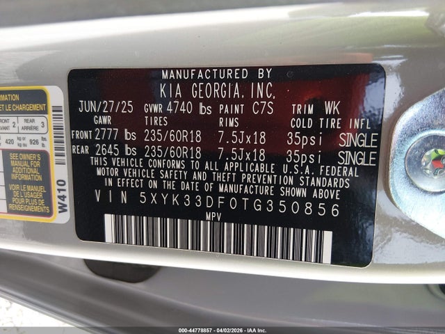 5XYK33DF0TG350856 KIA Sportage Ex