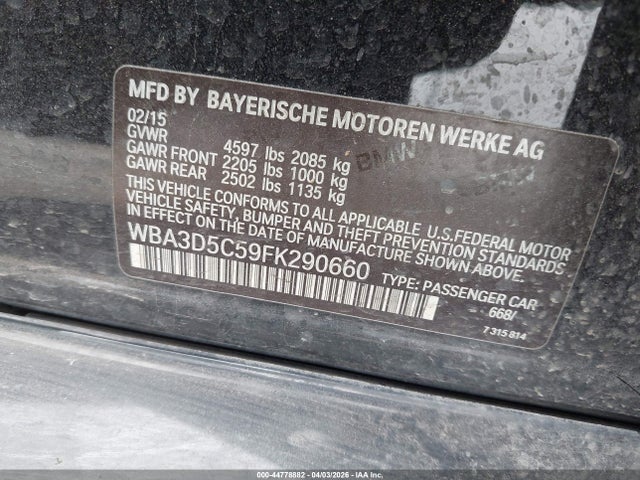 2015 Bmw 328d Xdrive მანქანა იყიდება აუქციონზე, vin: WBA3D5C59FK290660, აუქციონის ნომერი: 44778882