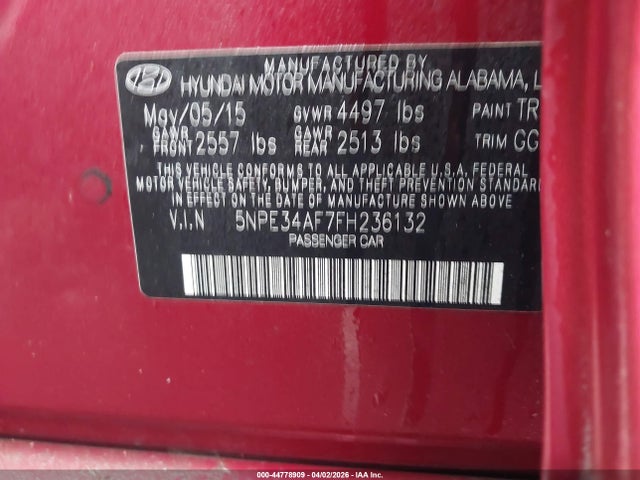 Aukcja sprzedaży 2015 Hyundai Sonata Sport, vin: 5NPE34AF7FH236132, numer aukcji: 44778909
