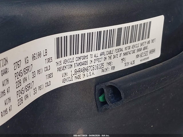 Aukcja sprzedaży 2007 Jeep Grand Cherokee Laredo, vin: 1J8HR48N67C616125, numer aukcji: 44778928
