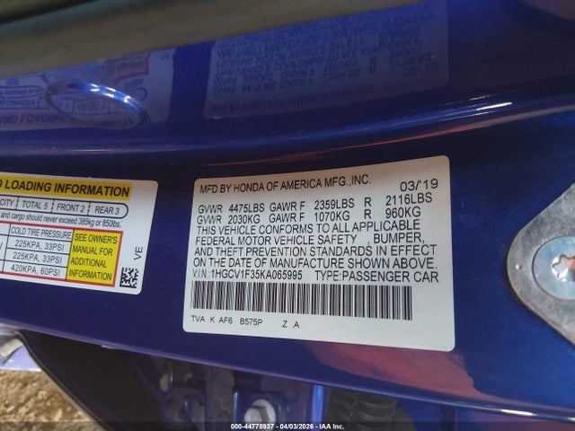 1HGCV1F35KA065995 Honda Accord Sport