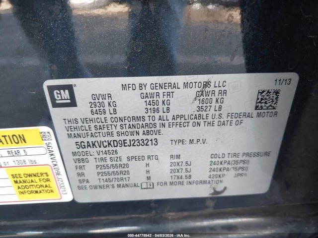 2014 BUICK ENCLAVE 5GAKVCKD9EJ233213 Photo 8