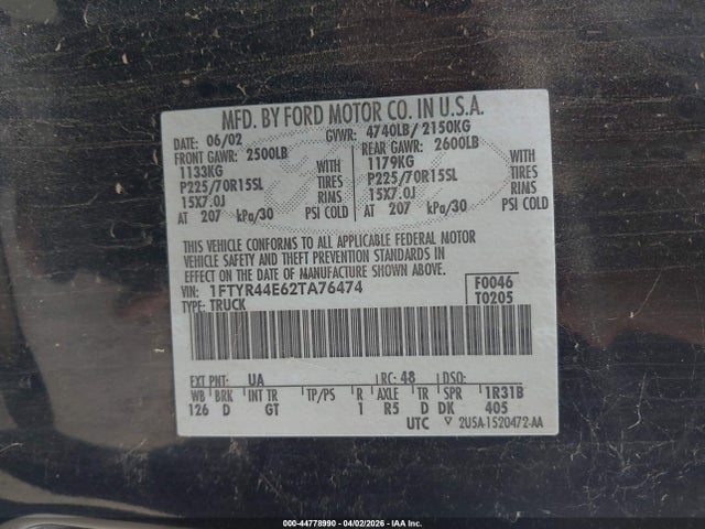 2002 FORD RANGER 1FTYR44E62TA76474 Photo 8