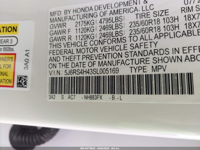 5J6RS4H43SL005169 Honda Cr-v Ex Awd