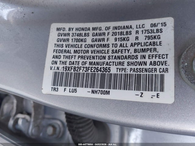 Honda CIVIC SE 2015 19XFB2F73FE264365 Image 9