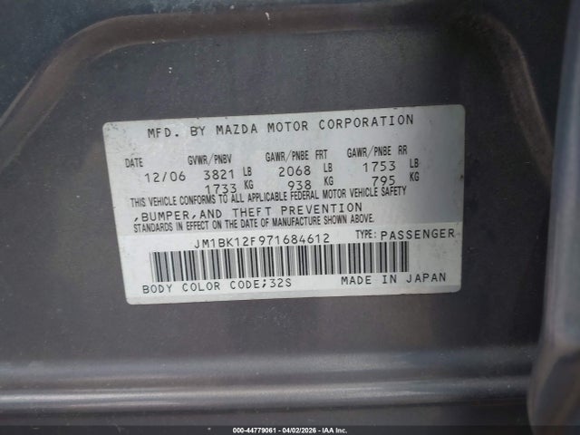 2007 MAZDA MAZDA3 JM1BK12F971684612 Photo 8