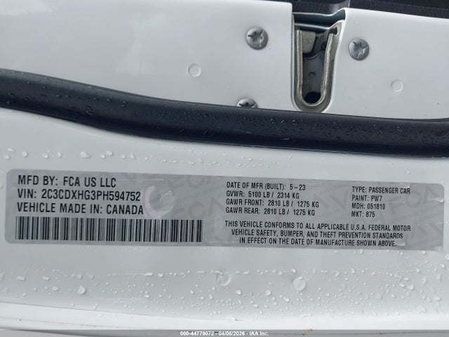 44779072 :رقم المزاد ، 2C3CDXHG3PH594752 vin ، 2023 Dodge Charger Gt مزاد بيع