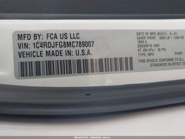 2021 DODGE DURANGO 1C4RDJFG8MC789007 Photo 8