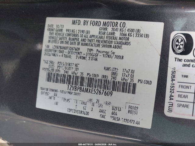 Aukcja sprzedaży 2014 Ford Mustang V6, vin: 1ZVBP8AMXE5267609, numer aukcji: 44779131