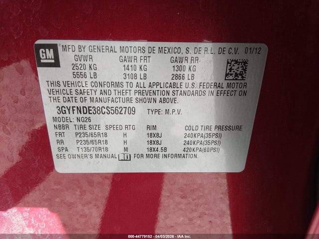2012 CADILLAC SRX 3GYFNDE38CS562709 Photo 8