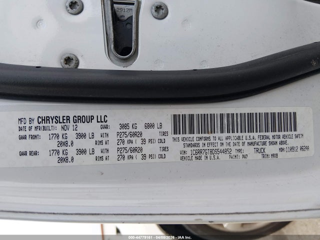 44779161 :رقم المزاد ، 1C6RR7GT8DS544852 vin ، 2013 Ram 1500 Big Horn مزاد بيع