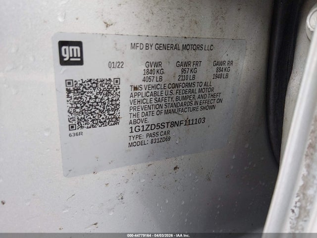 Aukcja sprzedaży 2022 Chevrolet Malibu Fwd Lt, vin: 1G1ZD5ST8NF111103, numer aukcji: 44779164