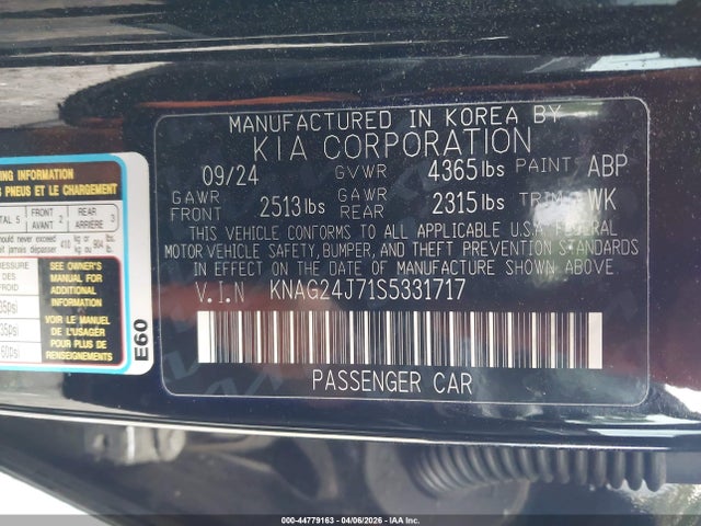 Aukcja sprzedaży 2025 Kia K5 Lxs, vin: KNAG24J71S5331717, numer aukcji: 44779163