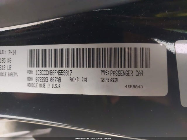 Продажа на аукционе авто 2015 Chrysler 200 Limited, vin: 1C3CCCAB6FN559817, номер лота: 44779185