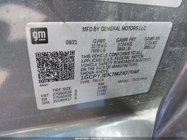 1GCPYJEK7MZ437048 Chevrolet Silverado 1500 4wd Short Bed Lt With 2fl