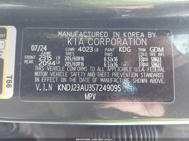 2025 Kia Soul Lx მანქანა იყიდება აუქციონზე, vin: KNDJ23AU3S7249095, აუქციონის ნომერი: 44779268