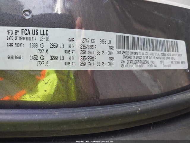 Aukcja sprzedaży 2017 Chrysler Pacifica Touring-l, vin: 2C4RC1BG7HR661508, numer aukcji: 44779271