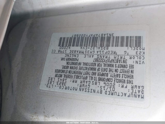 3N1AB7APXFY222887 Nissan SENTRA SV