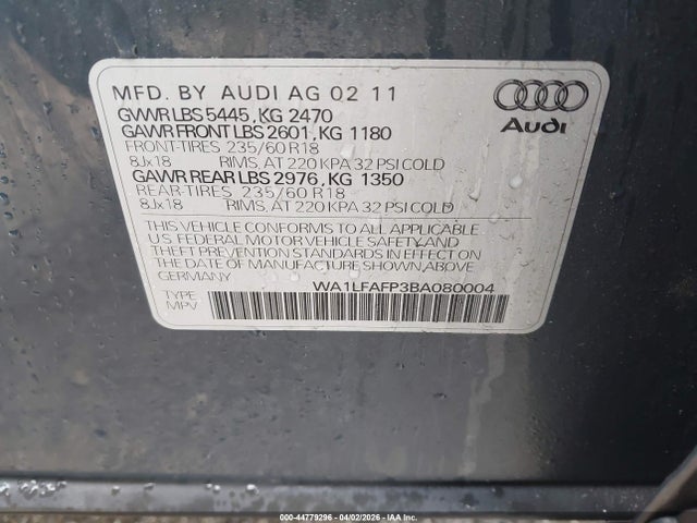 2011 AUDI Q5 WA1LFAFP3BA080004 Photo 8