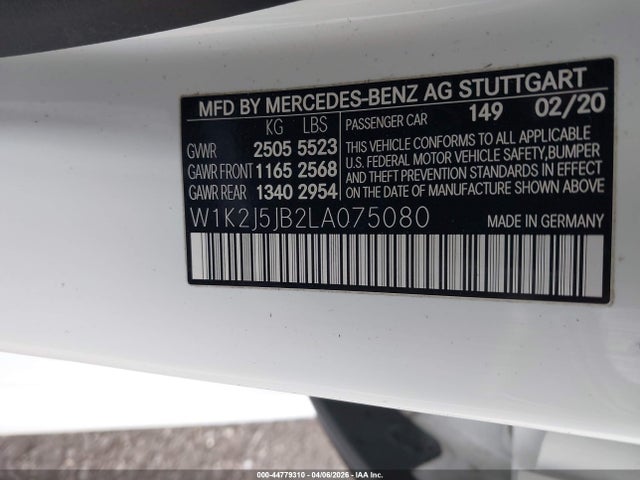 Aukcja sprzedaży 2020 Mercedes-benz Cls 450, vin: W1K2J5JB2LA075080, numer aukcji: 44779310