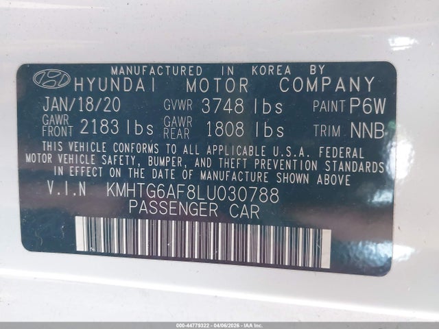 Продаж на аукціоні авто 2020 Hyundai Veloster 2.0, vin: KMHTG6AF8LU030788, номер лоту: 44779322