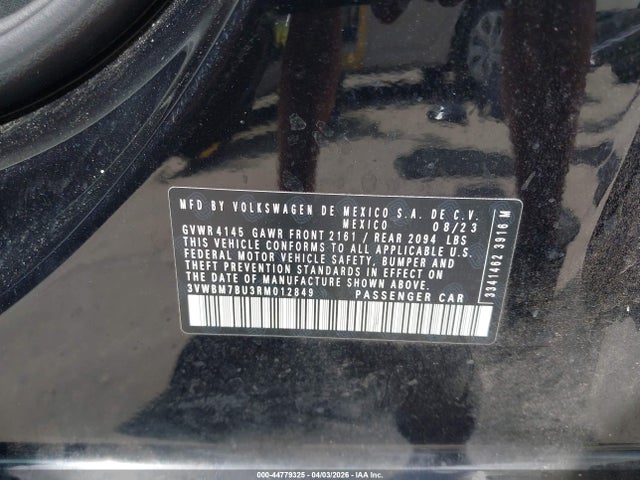 44779325 :رقم المزاد ، 3VWBM7BU3RM012849 vin ، 2024 Volkswagen Jetta 1.5t Sport مزاد بيع