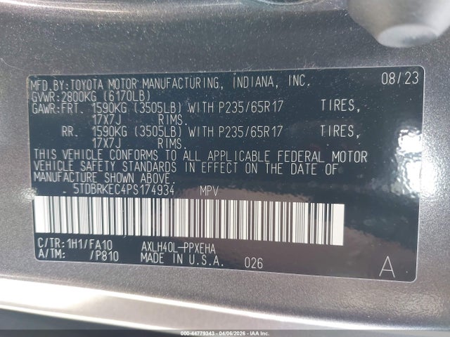 Toyota SIENNA LE 2023 5TDBRKEC4PS174934 Image 9