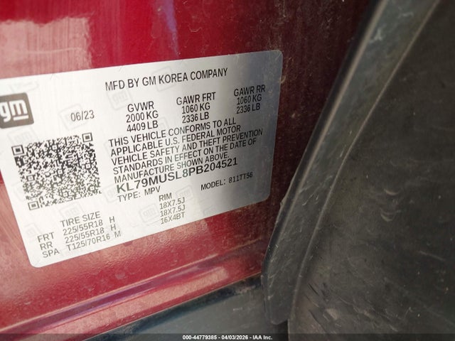 KL79MUSL8PB204521 Chevrolet Trailblazer Awd Rs