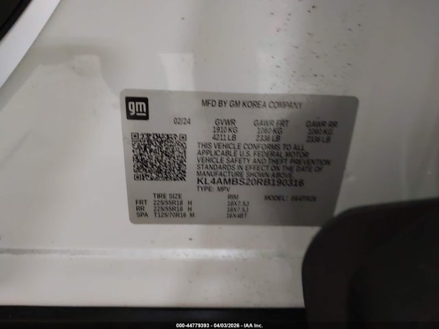 Aukcja sprzedaży 2024 Buick Encore Gx Preferred Fwd, vin: KL4AMBS20RB190316, numer aukcji: 44779393