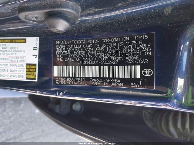Toyota Prius Two 2015 JTDKN3DU1F2002927 Image 9