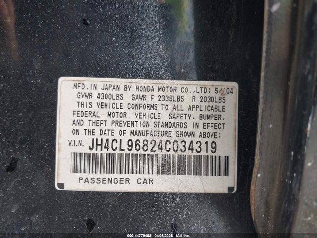 Продаж на аукціоні авто 2004 Acura Tsx, vin: JH4CL96824C034319, номер лоту: 44779458