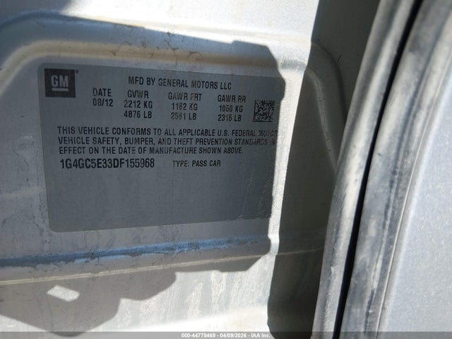 Aukcja sprzedaży 2013 Buick Lacrosse Leather Group, vin: 1G4GC5E33DF155968, numer aukcji: 44779469