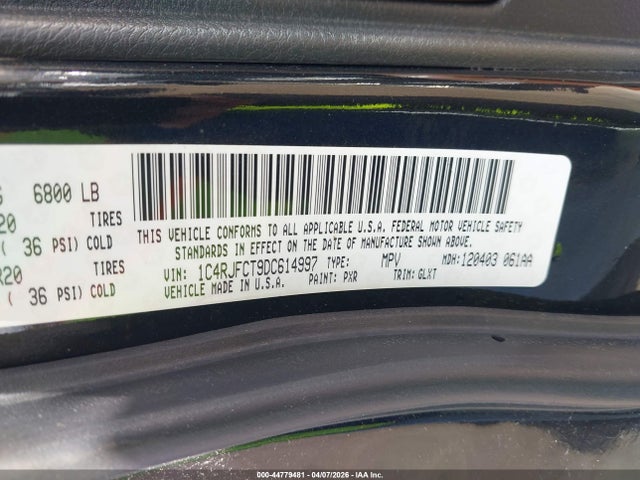 2013 Jeep Grand Cherokee Overland Summit მანქანა იყიდება აუქციონზე, vin: 1C4RJFCT9DC614997, აუქციონის ნომერი: 44779481