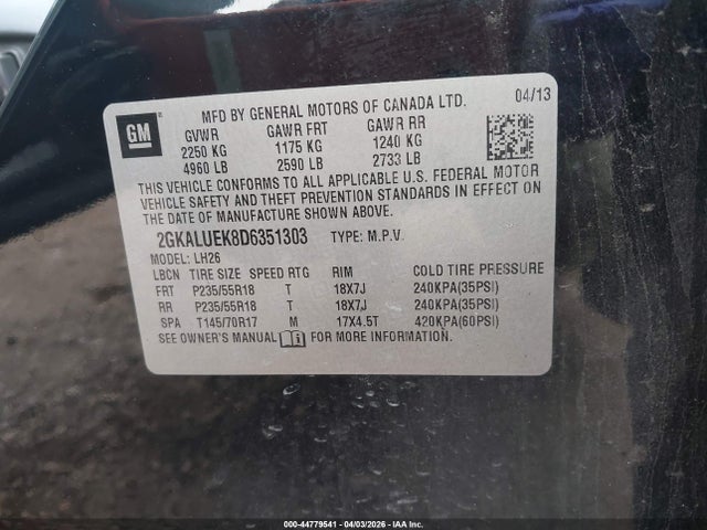 2013 GMC TERRAIN 2GKALUEK8D6351303 Photo 8