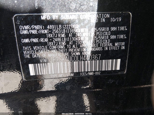 Subaru Forester Limited 2020 JF2SKAUC0LH440367 Image 9