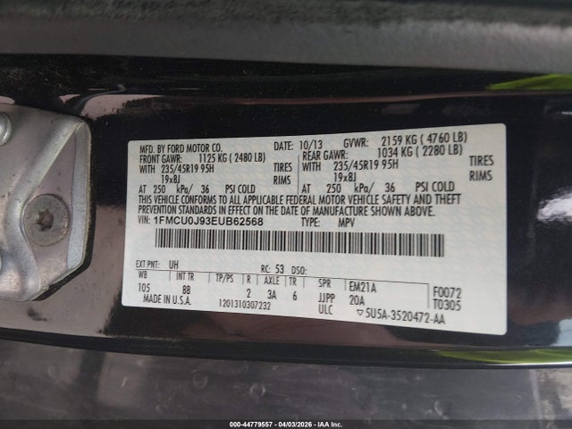 Aukcja sprzedaży 2014 Ford Escape Titanium, vin: 1FMCU0J93EUB62568, numer aukcji: 44779557