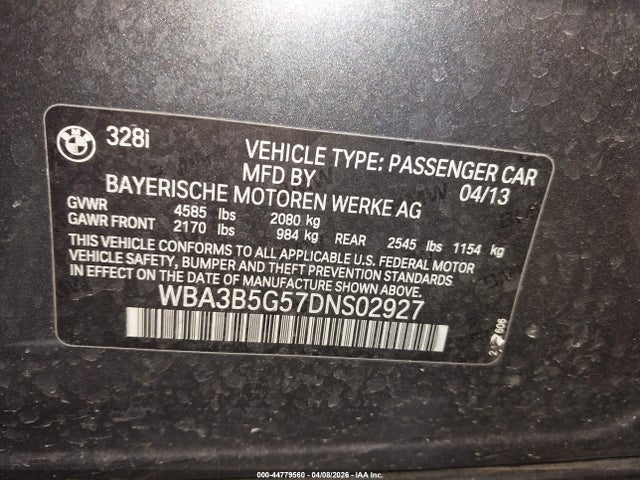 2013 BMW 328I WBA3B5G57DNS02927 Photo 8