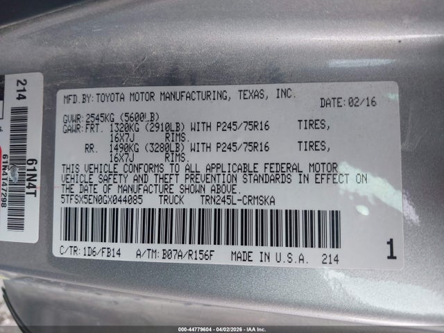 5TFSX5EN0GX044085 Toyota Tacoma Sr