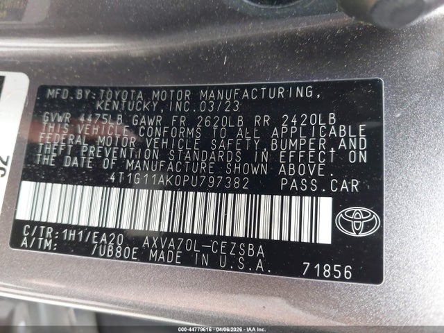 Продаж на аукціоні авто 2023 Toyota Camry Se, vin: 4T1G11AK0PU797382, номер лоту: 44779616