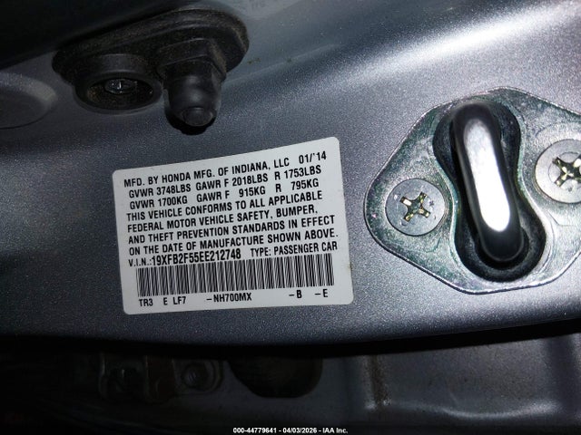 Honda Civic Lx 2014 19XFB2F55EE212748 Image 9