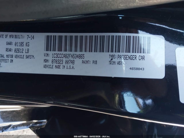 2015 Chrysler 200 Limited მანქანა იყიდება აუქციონზე, vin: 1C3CCCAB2FN534865, აუქციონის ნომერი: 44779664