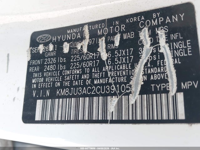 2012 HYUNDAI TUCSON KM8JU3AC2CU391051 Photo 8