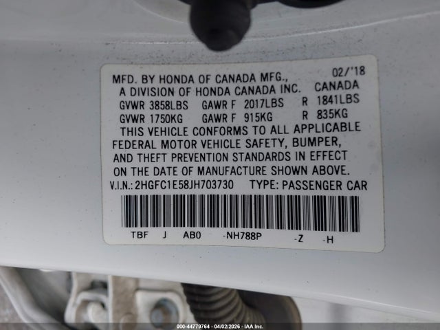 2HGFC1E58JH703730 Honda CIVIC SI
