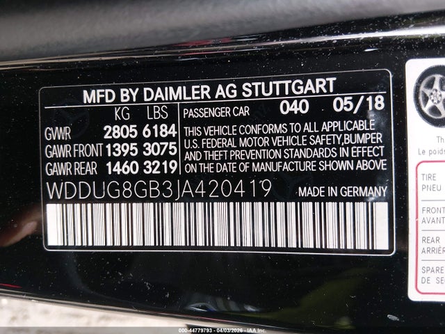 Продажа на аукционе авто 2018 Mercedes-benz S 560 4matic, vin: WDDUG8GB3JA420419, номер лота: 44779793
