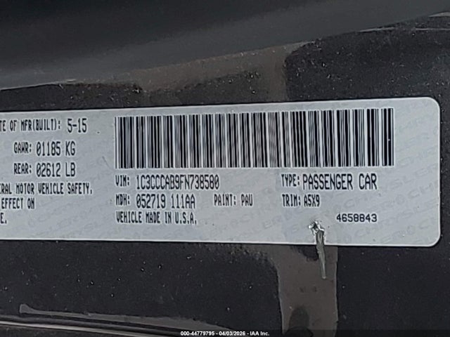 Aukcja sprzedaży 2015 Chrysler 200 Limited, vin: 1C3CCCAB9FN738580, numer aukcji: 44779795