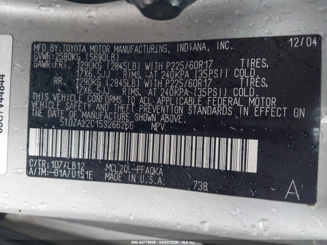 2005 TOYOTA SIENNA 5TDZA22C15S266266 Photo 8